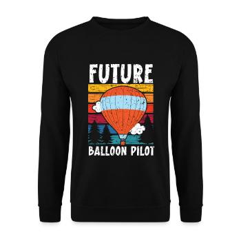 Zukünftiger Ballonpilot Heißluftballon-Liebhaber - Unisex Pullover - Schwarz - Vorne - Alina (178cm) & Michal (187cm)