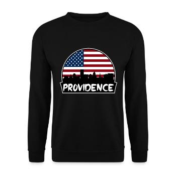 Providence Rhode Island USA Flagge Skyline Silhouett - Unisex Pullover - Schwarz - Vorne - Alina (178cm) & Michal (187cm)