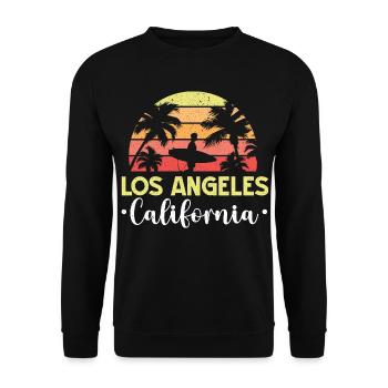 Los Angeles Kalifornien Sonnenuntergang LA Vintage - Unisex Pullover - Schwarz - Vorne - Alina (178cm) & Michal (187cm)