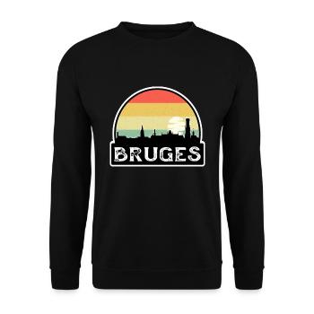 Brügge Belgien Flagge Skyline Reisesouvenir - Unisex Pullover - Schwarz - Vorne - Alina (178cm) & Michal (187cm)