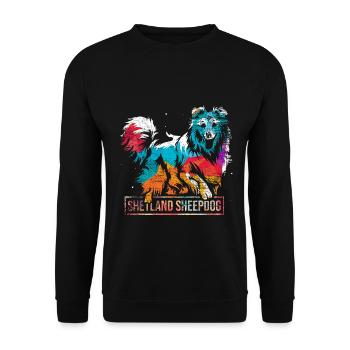 Pfiffiger Sheltie Colliezüchter - Unisex Pullover - Schwarz - Vorne - Alina (178cm) & Michal (187cm)