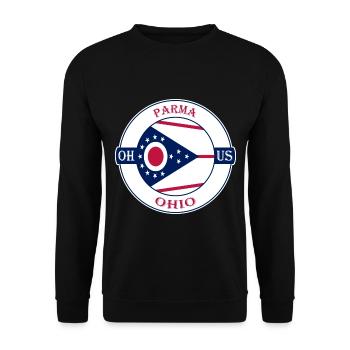 Parma Ohio Flagge USA Reise Souvenir Abzeichen - Unisex Pullover - Schwarz - Vorne - Alina (178cm) & Michal (187cm)