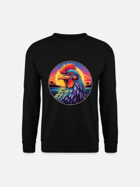 Huhn buntes Aquarell Cartoon Kawaii Tier - Unisex Pullover - Schwarz