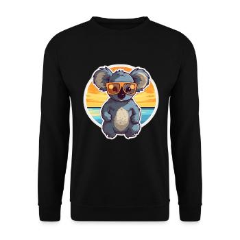 Koala Lustige Karikatur Kawaii Strand Illustration - Unisex Pullover - Schwarz - Vorne - Alina (178cm) & Michal (187cm)