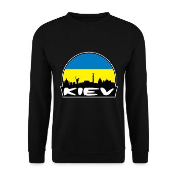 Kiew Ukraine Flagge Skyline Silhouette Reisen - Unisex Pullover - Schwarz - Vorne - Alina (178cm) & Michal (187cm)