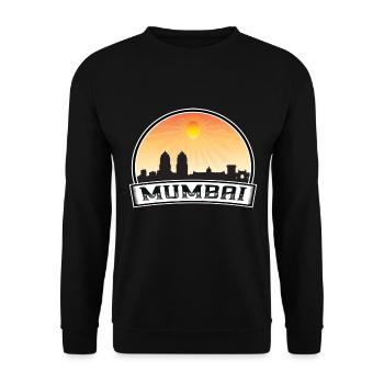 Mumbai Indien Skyline Vintage Sonnenuntergang Reise Souveni - Unisex Pullover - Schwarz - Vorne - Alina (178cm) & Michal (187cm)