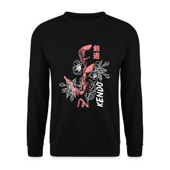 Beherzte Kendo Schwertkämpferin - Unisex Pullover - Schwarz - Vorne - Alina (178cm) & Michal (187cm)
