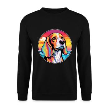 Beagle Harrier Hunderasse Bunte Karikatur Watercol - Unisex Pullover - Schwarz - Vorne - Alina (178cm) & Michal (187cm)
