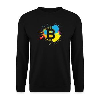 Bitcoin WasserfarbenBTC Crypto Moon - Unisex Pullover - Schwarz - Vorne - Alina (178cm) & Michal (187cm)