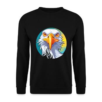 Möwe buntes Aquarell Cartoon Kawaii Tier - Unisex Pullover - Schwarz - Vorne - Alina (178cm) & Michal (187cm)