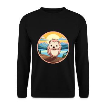 Igel Buntes Aquarell Cartoon Kawaii Tier - Unisex Pullover - Schwarz - Vorne - Alina (178cm) & Michal (187cm)