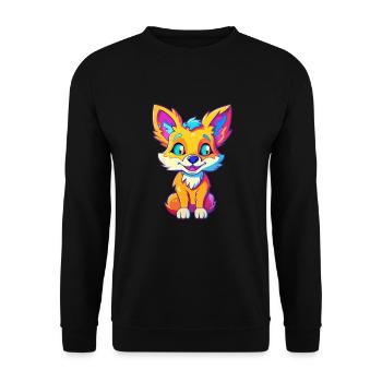 Kojote Buntes Aquarell Cartoon Kawaii Tier - Unisex Pullover - Schwarz - Vorne - Alina (178cm) & Michal (187cm)