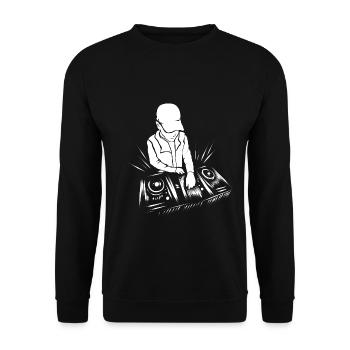 DJ mit Kopfhörer Techno Club - Unisex Pullover - Schwarz - Vorne - Alina (178cm) & Michal (187cm)