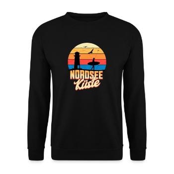 Nordsee Küste – Wellen, Wind und Freiheit - Unisex Pullover - Schwarz - Vorne - Alina (178cm) & Michal (187cm)