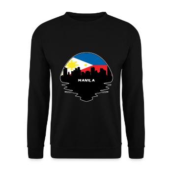 Manila Philippinen Flagge Skyline Silhouette Reisen - Unisex Pullover - Schwarz - Vorne - Alina (178cm) & Michal (187cm)