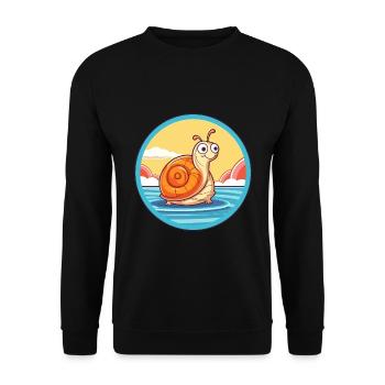 Schnecke Aquarell Cartoon Kawaii Clipart Tier - Unisex Pullover - Schwarz - Vorne - Alina (178cm) & Michal (187cm)