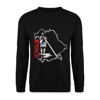 Klangvolles Alphorn Trachtenfest - Unisex Pullover - Schwarz - Vorne - Alina (178cm) & Michal (187cm)