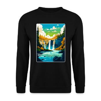 Plitvicer Seen Kroatien Vintage Reiseplakat WPA - Unisex Pullover - Schwarz - Vorne - Alina (178cm) & Michal (187cm)