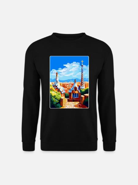 Barcelona Spanien Vintage Reiseplakat Souvenir WPA - Unisex Pullover - Schwarz