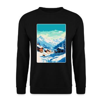 Verbier Schweiz Vintage Reiseplakat Souvenir - Unisex Pullover - Schwarz - Vorne - Alina (178cm) & Michal (187cm)