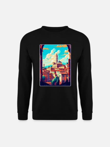 Siena Italien Vintage Reiseplakat WPA Kunst Souvenir - Unisex Pullover - Schwarz