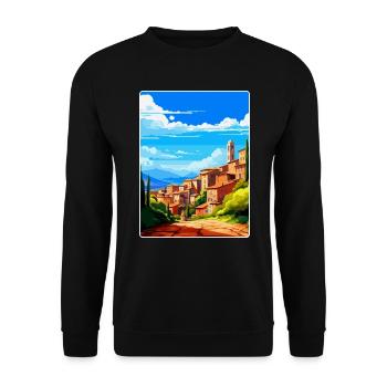 Perugia Italien Vintage Reiseplakat WPA Souvenir - Unisex Pullover - Schwarz - Vorne - Alina (178cm) & Michal (187cm)