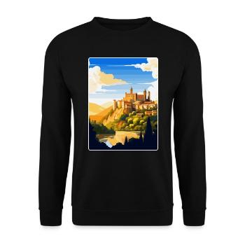 Segovia Spanien Vintage Reiseplakat WPA Souvenir - Unisex Pullover - Schwarz - Vorne - Alina (178cm) & Michal (187cm)