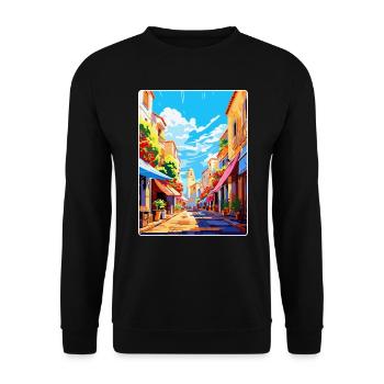 Perpignan Frankreich Vintage Reiseplakat Souvenir - Unisex Pullover - Schwarz - Vorne - Alina (178cm) & Michal (187cm)