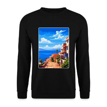 Almería Spanien Vintage Reiseplakat WPA Souvenir - Unisex Pullover - Schwarz - Vorne - Alina (178cm) & Michal (187cm)