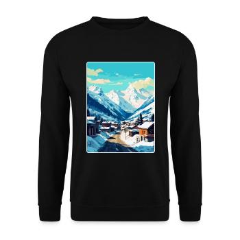 Ischgl Österreich Vintage Reiseplakat Souvenir WPA - Unisex Pullover - Schwarz - Vorne - Alina (178cm) & Michal (187cm)
