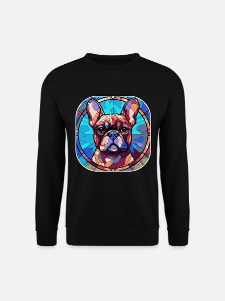 Bunte französische Bulldogge Hunderasse Aquarellglas - Unisex Pullover - Schwarz