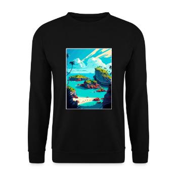 Bermuda Karibik Vintage Reiseposter Souvenir - Unisex Pullover - Schwarz - Vorne - Alina (178cm) & Michal (187cm)