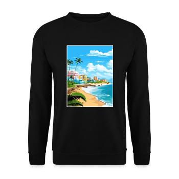 San Juan Karibik Vintage Reiseposter Souvenir - Unisex Pullover - Schwarz - Vorne - Alina (178cm) & Michal (187cm)