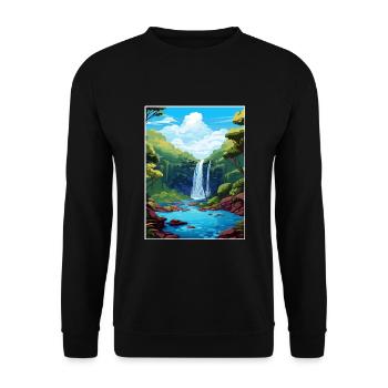 Rio Celeste Wasserfall Vintage Reiseposter WPA - Unisex Pullover - Schwarz - Vorne - Alina (178cm) & Michal (187cm)