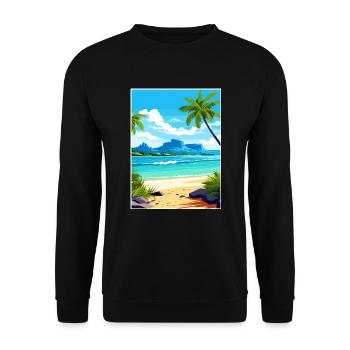 Mauritius Ostafrika Vintage Reiseposter WPA - Unisex Pullover - Schwarz - Vorne - Alina (178cm) & Michal (187cm)