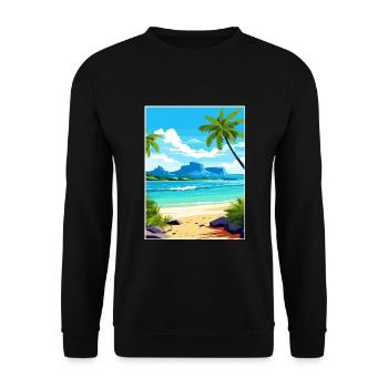 Mauritius Ostafrika Vintage Reiseposter WPA - Unisex Pullover - Schwarz - Vorne - Alina (178cm) & Michal (187cm)
