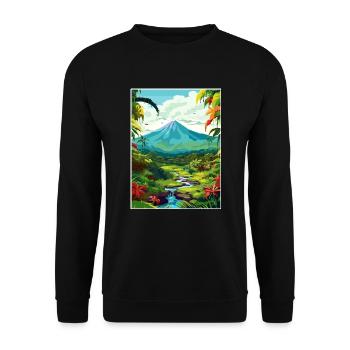 Costa Rica Vulkan Arenal Karibik Reiseposter - Unisex Pullover - Schwarz - Vorne - Alina (178cm) & Michal (187cm)