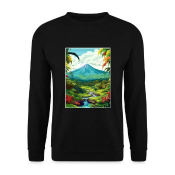 Costa Rica Vulkan Arenal Karibik Reiseposter - Unisex Pullover - Schwarz - Vorne - Alina (178cm) & Michal (187cm)