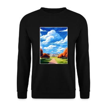 Canberra Australien Vintage Reiseposter Souvenir - Unisex Pullover - Schwarz - Vorne - Alina (178cm) & Michal (187cm)