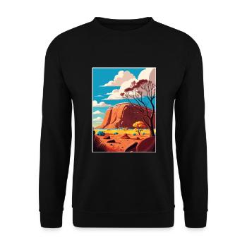 Ayers Rock Australien Vintage Reiseposter WPA Kunst - Unisex Pullover - Schwarz - Vorne - Alina (178cm) & Michal (187cm)