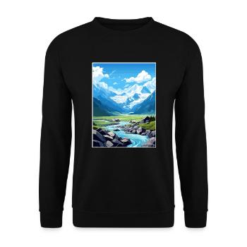 Fox Glacier Neuseeland Vintage Reiseposter WPA - Unisex Pullover - Schwarz - Vorne - Alina (178cm) & Michal (187cm)