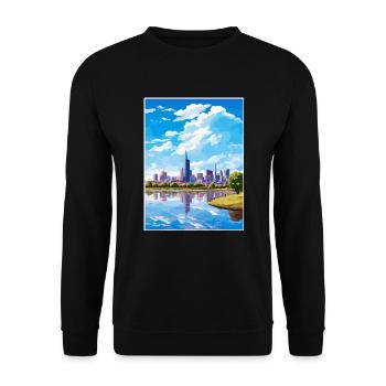 Melbourne Australien Deko Vintage Reiseposter WPA - Unisex Pullover - Schwarz - Vorne - Alina (178cm) & Michal (187cm)