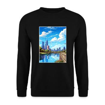 Melbourne Australien Deko Vintage Reiseposter WPA - Unisex Pullover - Schwarz - Vorne - Alina (178cm) & Michal (187cm)