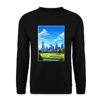 Melbourne Australien Deko Vintage Reiseposter WPA - Unisex Pullover - Schwarz - Vorne - Alina (178cm) & Michal (187cm)