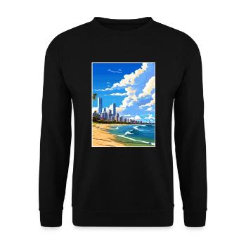 Gold Coast Australien Deko Vintage Reiseposter - Unisex Pullover - Schwarz - Vorne - Alina (178cm) & Michal (187cm)