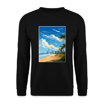 Gold Coast Australien Deko Vintage Reiseposter - Unisex Pullover - Schwarz - Vorne - Alina (178cm) & Michal (187cm)