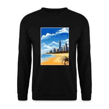 Gold Coast Australien Deko Vintage Reiseposter - Unisex Pullover - Schwarz - Vorne - Alina (178cm) & Michal (187cm)