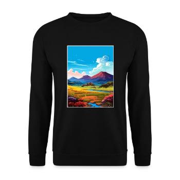 Mauna Kea Hawaii Vintage Reiseposter Souvenir - Unisex Pullover - Schwarz - Vorne - Alina (178cm) & Michal (187cm)