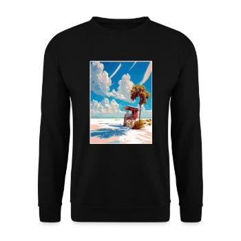 Siesta Key Florida Vintage Reiseposter Souvenir - Unisex Pullover - Schwarz - Vorne - Alina (178cm) & Michal (187cm)