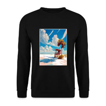Siesta Key Florida Vintage Reiseposter Souvenir - Unisex Pullover - Schwarz - Vorne - Alina (178cm) & Michal (187cm)